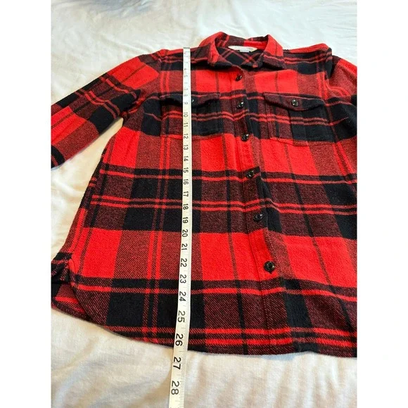 Old Navy Plaid Flannel Shirt Red‎ Black 100% Cotton Size M - Picture 5 of 7